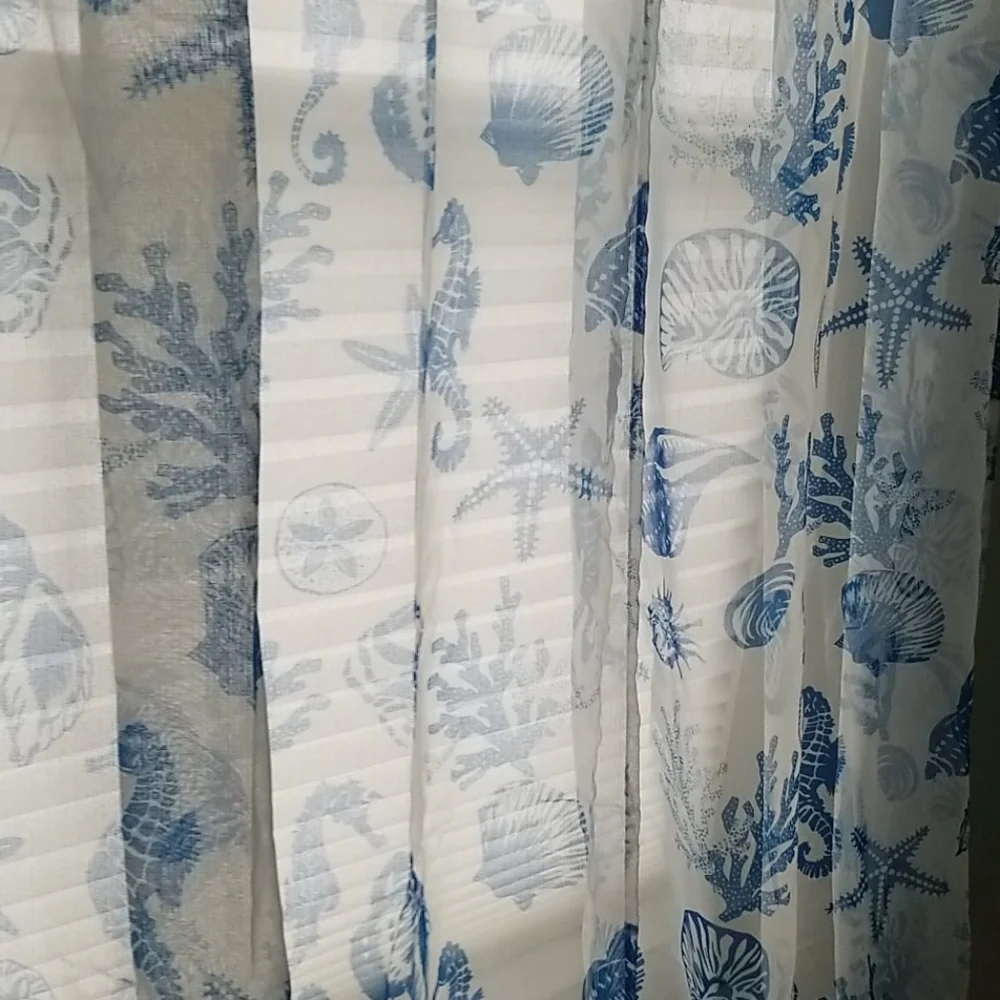 Voila Seaside Spirit Blue Sheer Voile Curtains